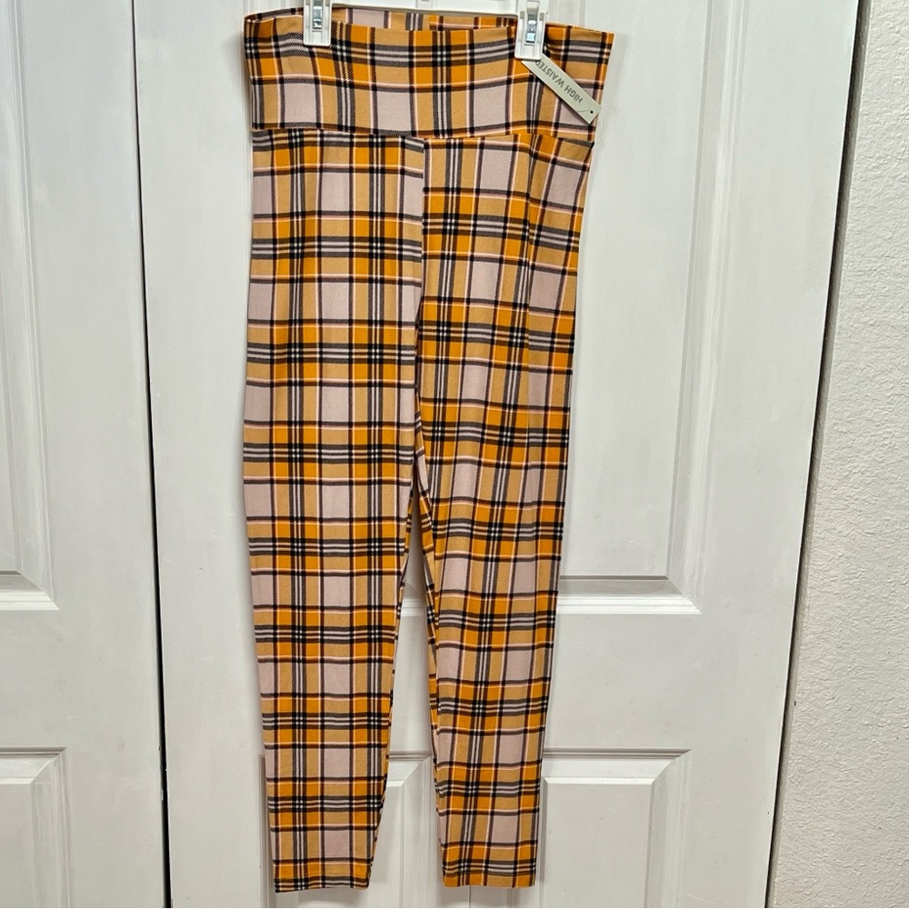Charlotte Russe Multi Color Plaid Leggings Size XL NWT